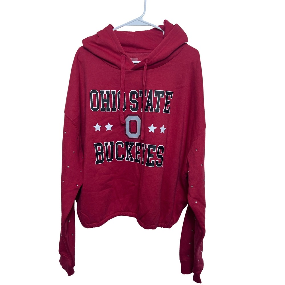 Gameday Couture Ohio State Buckeyes Red Rhinestone Cropped‎ Hoodie XXXL Footall